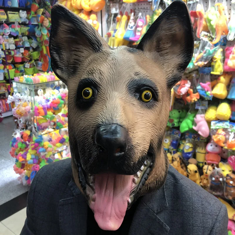 

Halloween German Shepherd Latex Dog Head Animal Mask Full Face Adult Mask Masquerade Party Cosplay Costume Props Wolfdog Mask