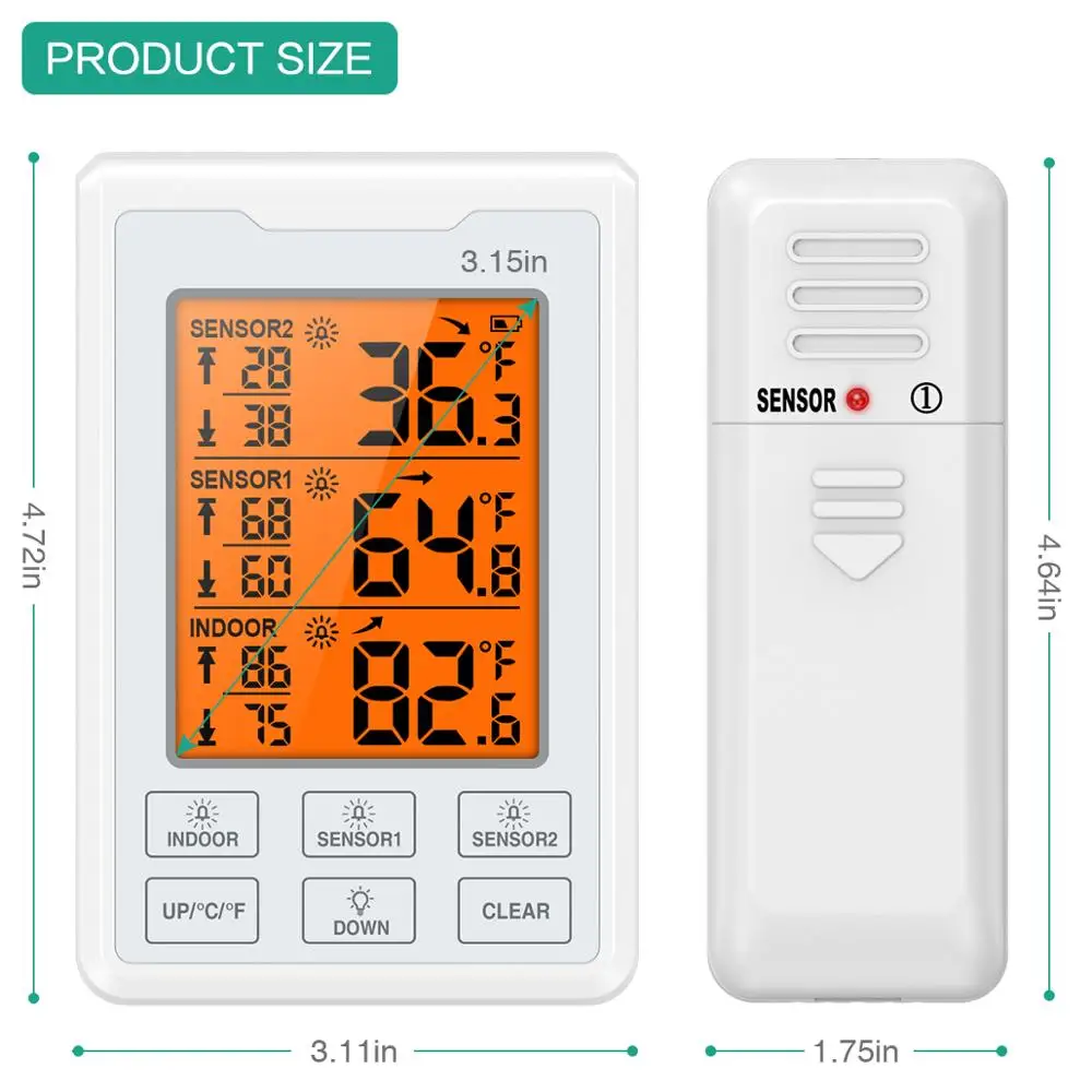 Termómetro inalámbrico con alarma para exteriores e interiores - imagen 5