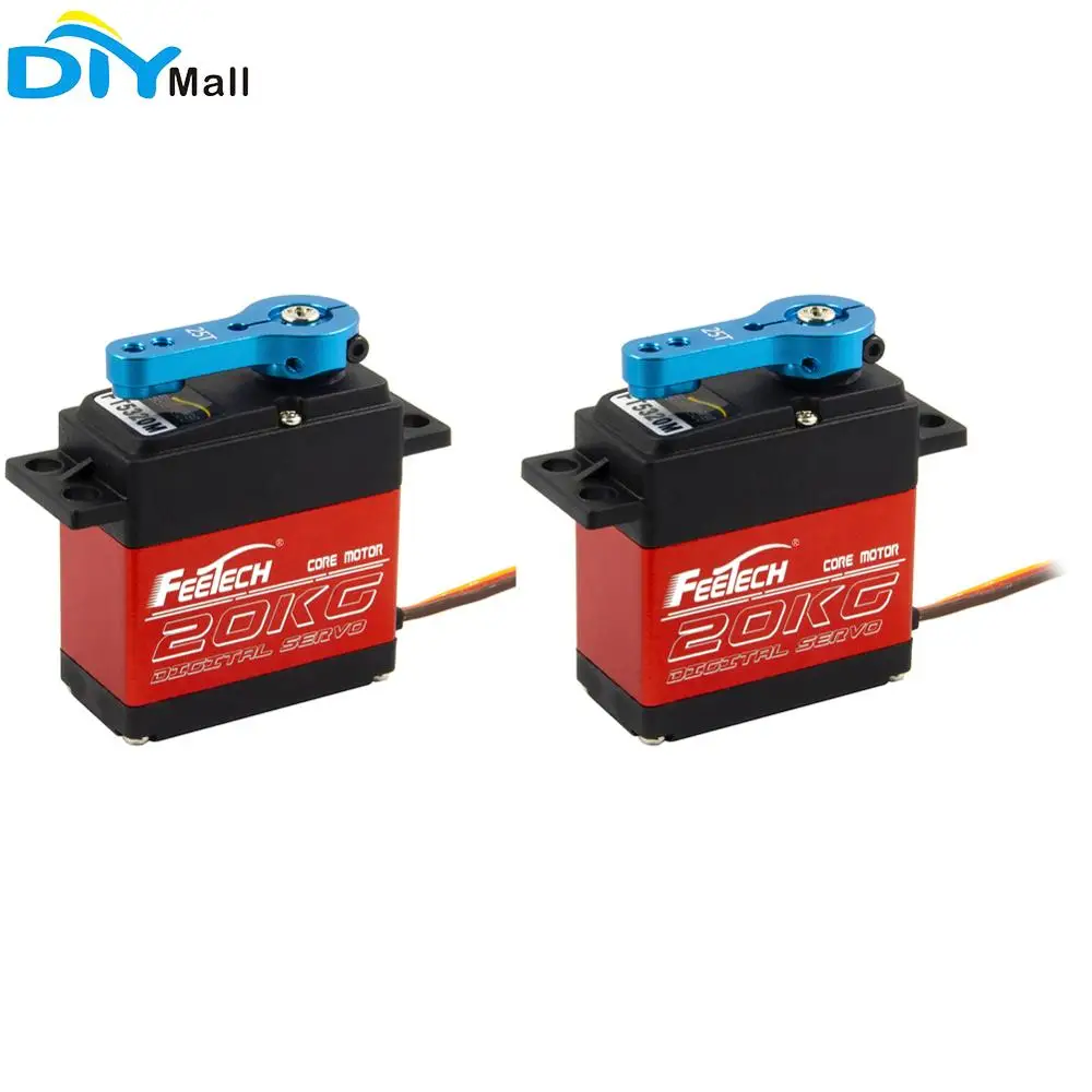 2PCS Feetech FT5320M 180 Degree Digital Servo Motor 20KG 7.4V Red Aluminum Alloy Gear Servo With Blue Metal Arm