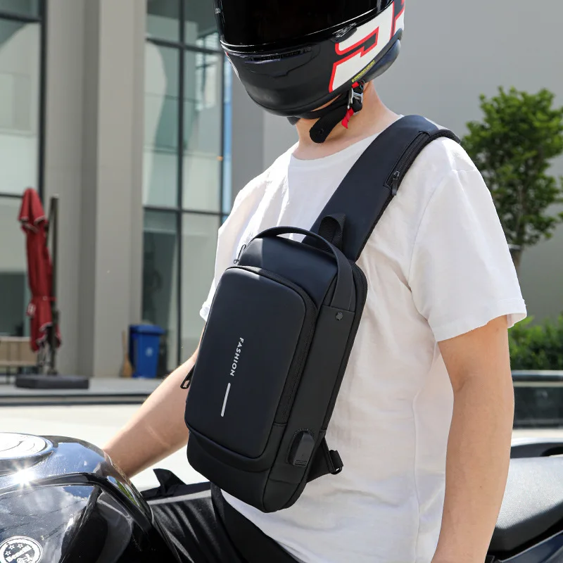 Men's chest bag password anti-theft backpack one shoulder sports waterproof crossbody cool sports car motorcycle bag