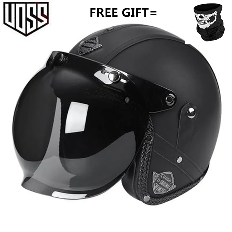 

Pu Leather Visor Vintage Open Face Motocross Scooter Half Helmet Motorcycle Four Season Capacete Cascos Para Casque M L Xl Xxl