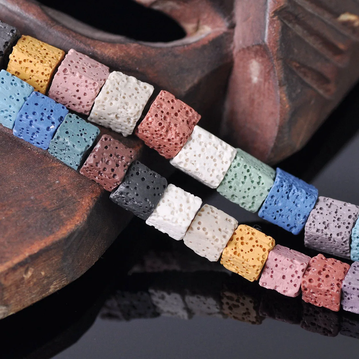 Natural Volcano Lava Stone Cube Square 8mm 10mm Loose Crafts Beads Lot for Jewelry Making DIY Bracelet Findings