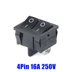 1PCS KCD5 On/Off Car Dashboard DPST 6A 250V 4pin Black Dual Snap-in Rectangle Rocker Switch