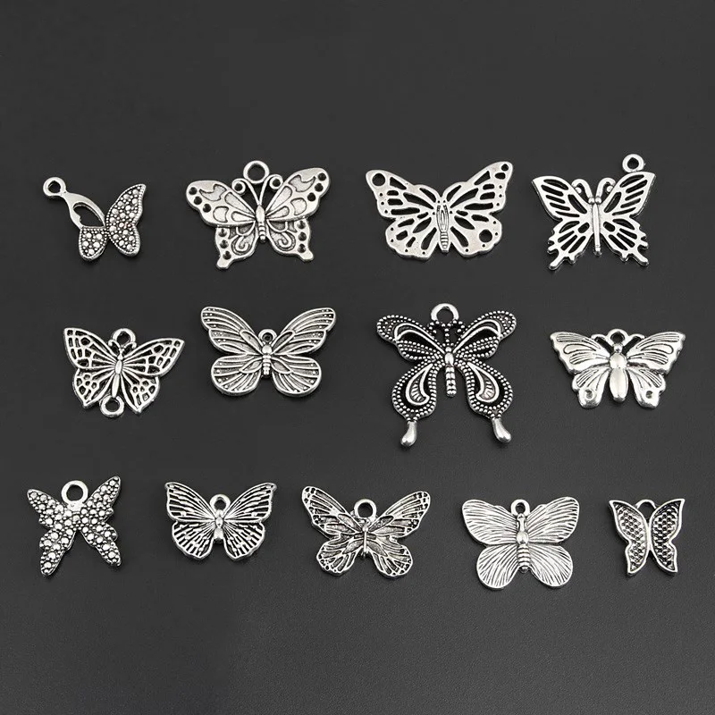 26pcs Mix Silver Color Butterfly Insects Charms Animal Connector Pendants DIY Handmade Jewelry Making Accessorie M225