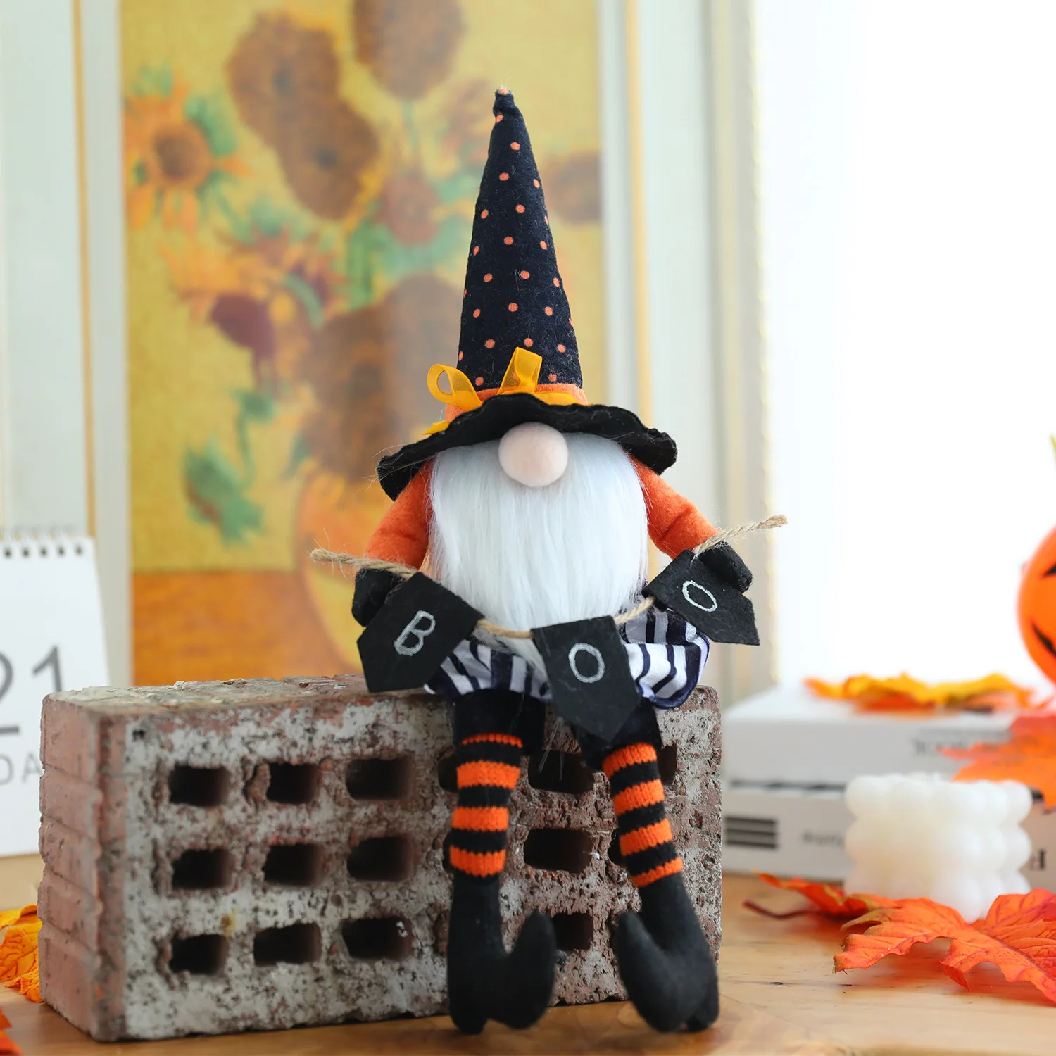 Halloween Plush Gnomes Home Decoration Handmade Craft Wizard Rudolph Doll Cute Ornament for Home Restaurant xqmg Miniatures Home