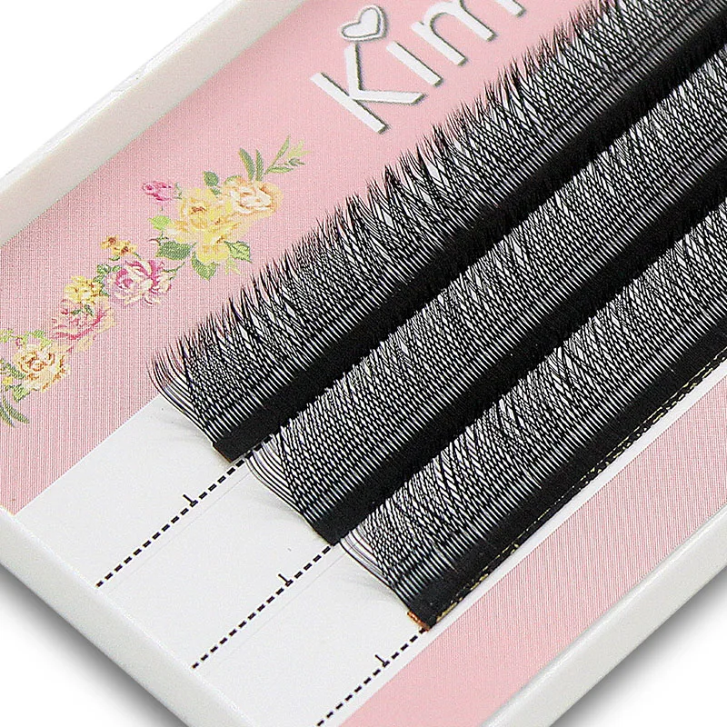 Kimcci YY Shape Black Eyelashes Extensions Faux Mink Natural Soft Premade Fans Hand Made Two Tip Lashes C/D Curl High Quality