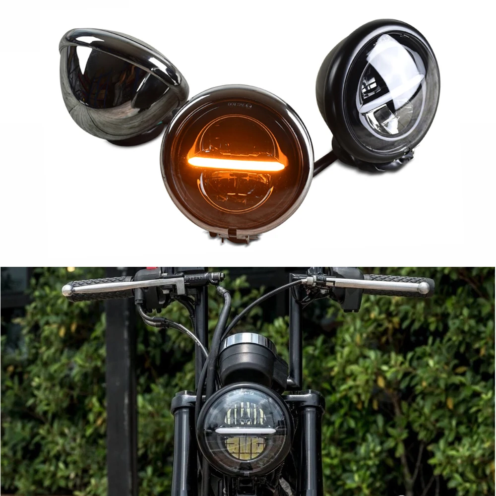 

LED Headlight Motorcycle 5.75 inch Retro Motorbike Front Headlamp for 883 Bobber Cruiser Chopper Sportster Cafe Racer Road King