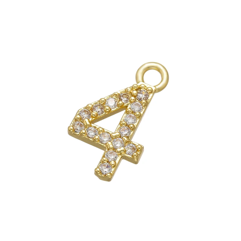 ZHUKOU bigger CZ crystal number charms Arabic numbers pendant for jewelry making DIY earrings necklace Jewelry accessories VD721