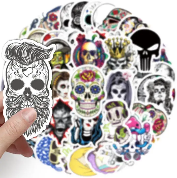 10/30/50pcs Halloween Horror Skull Graffiti Waterproof Skateboard Travel Retro Decals Stickers Suitcase Phone Laptop Luggage