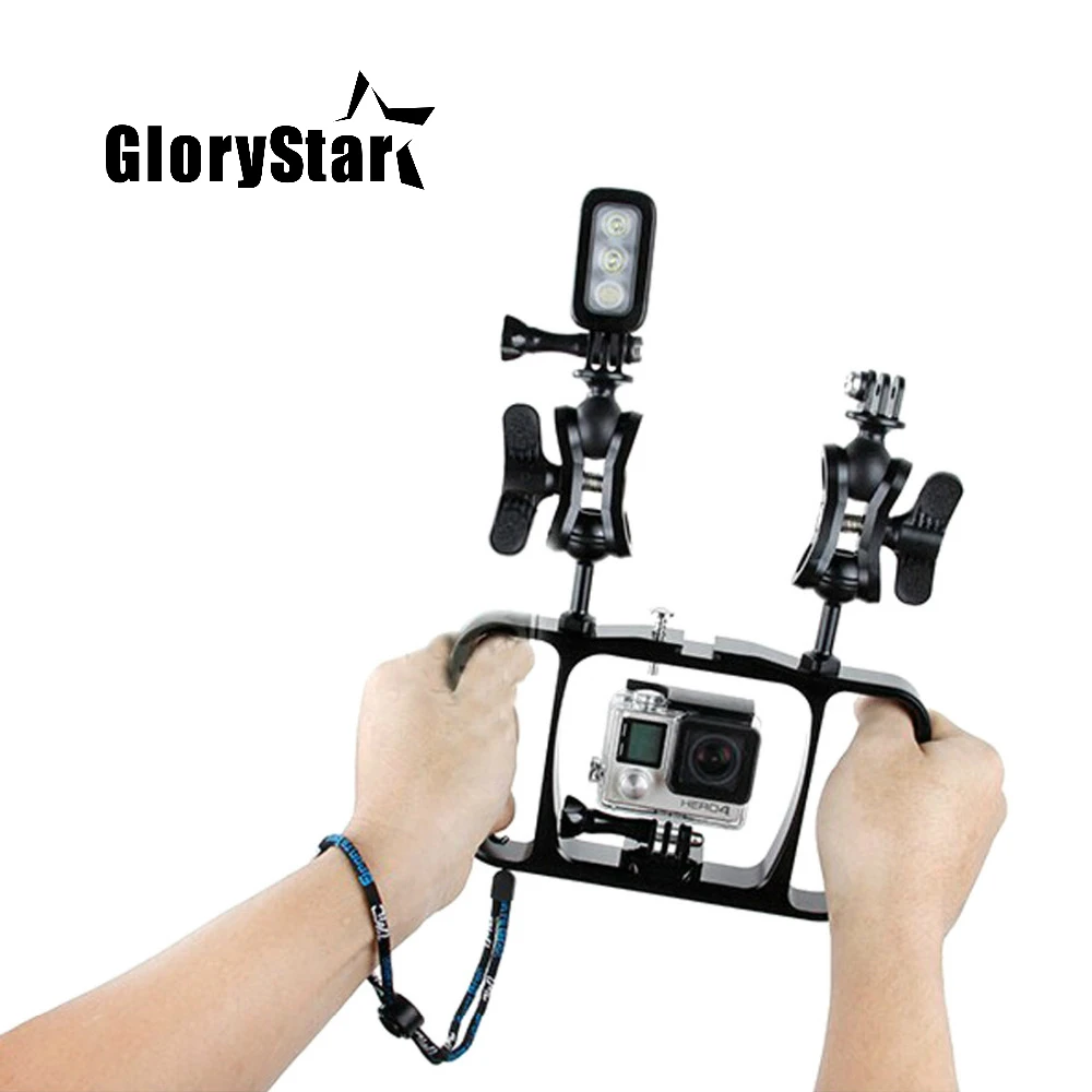 Dual Arm Scuba Diving Dive Bracket Flashlight Tray Stabilizer Mount for Gopro Sony SJCAM Action Camera/ Smartphone Spare Parts