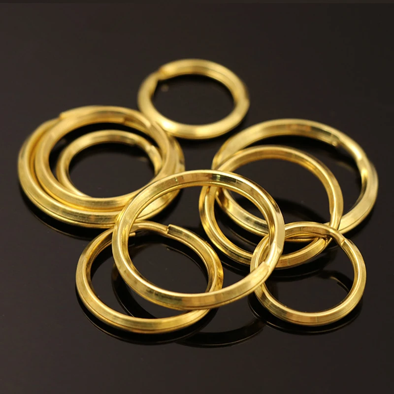 Solid Brass Split Rings Double Loop Keyring 20/25/30mm Keychain Keys Holder bag hook Connector DIY Leather Craft hardware