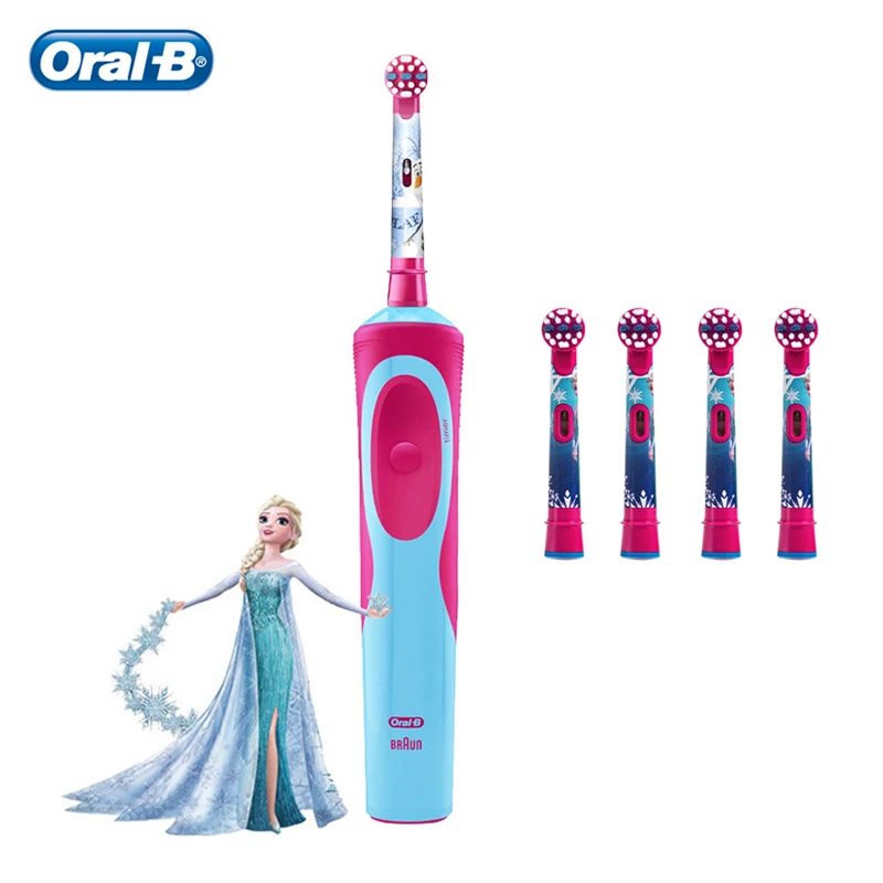 Original Oral B Children Electric Toothbrush Waterproof Soft Bristle for 3+ Aged Kids Oral Care Clean 4 Replacement Brush Heads