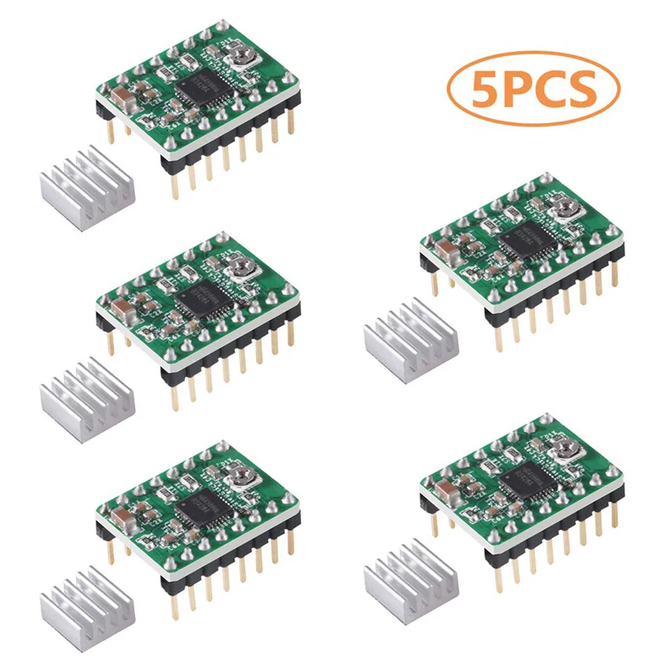 5Pcs A4988 Stepstick Stappenmotor Driver Module + Koellichaam Voor 3D Printer Reprap