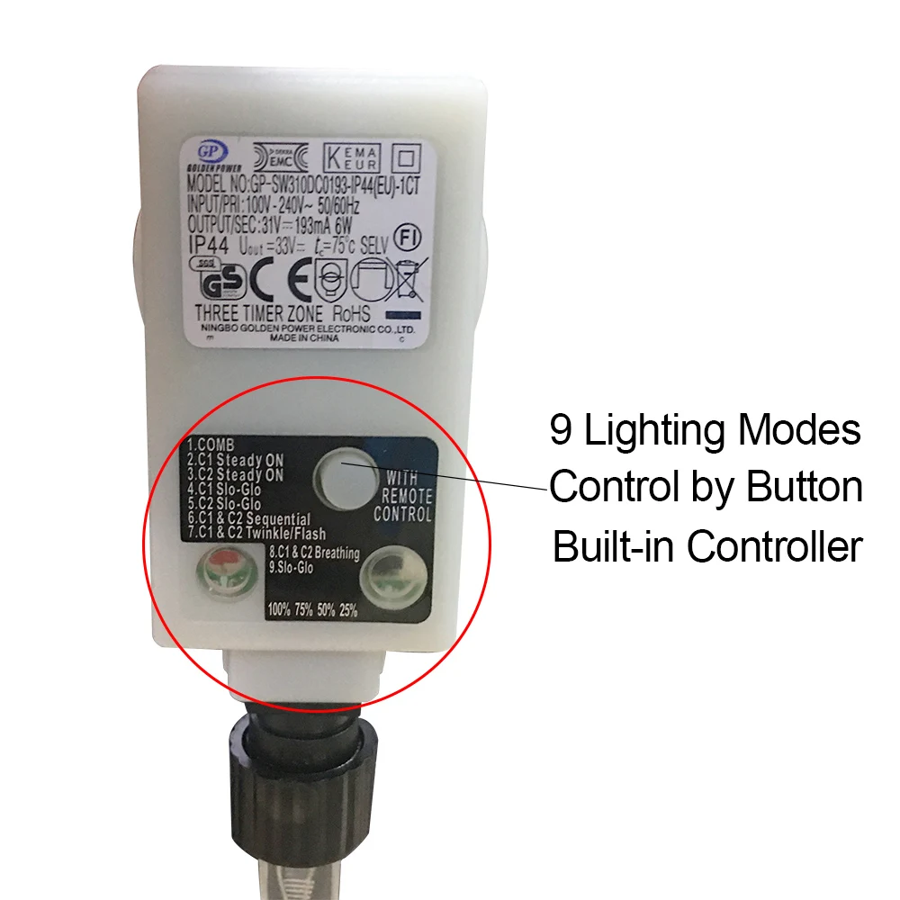 31V Safe Voltage LED String Lights Memory Function Timer LED String Lights Holiday Christmas Lights Outdoor Smart String Lights