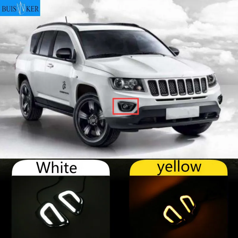 

1 set LED DRL Daytime Running Lights With turnning yellow signal Lamp For Jeep Compass 2011 2012 2013 2014 2015 2016