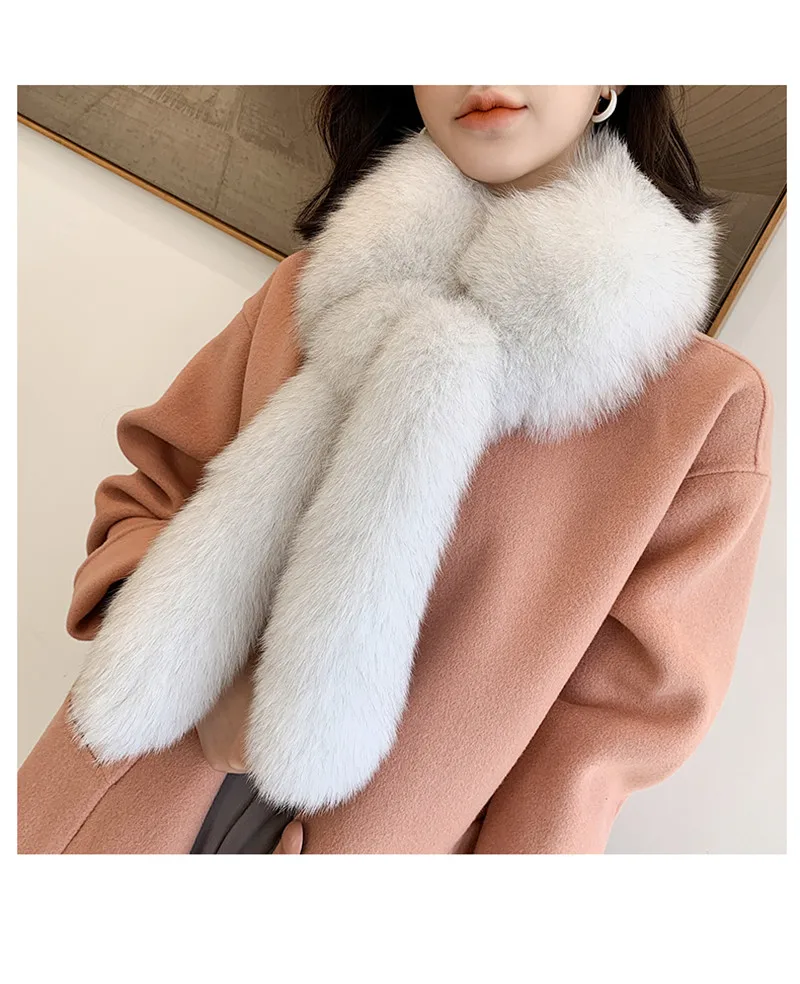 2021 Ladies Winter Real Fox Fur Scarf Fashion Warmth Thick Scarf Natural Fox Neck Warm Female Luxury Couple Multicolor Optional