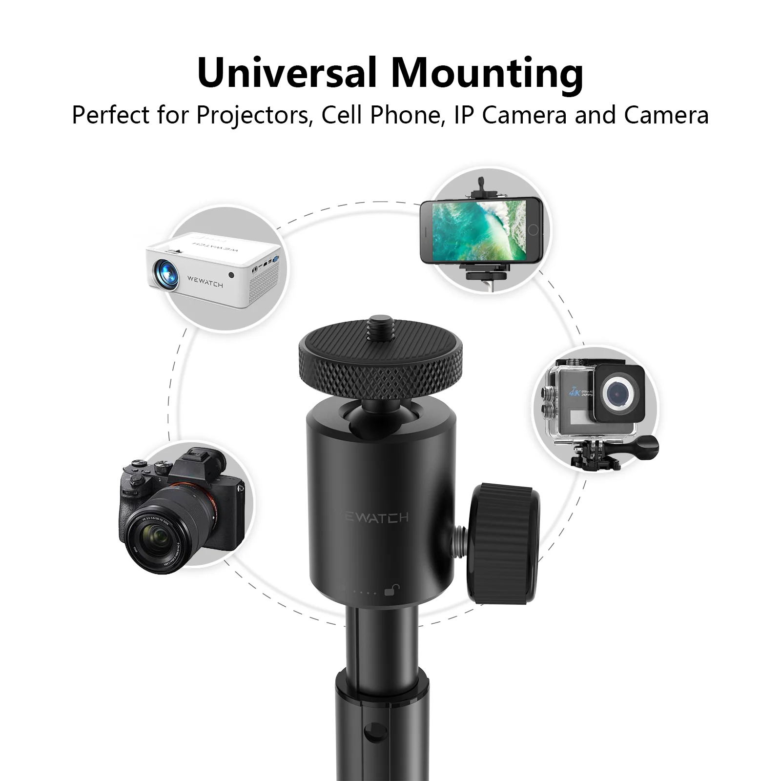 WEWATCH PS201ปรับความสูงขาตั้งกล้องอลูมิเนียมแบบพกพาขาตั้ง Selfie Stick ขาตั้งกล้อง360 ° Panorama