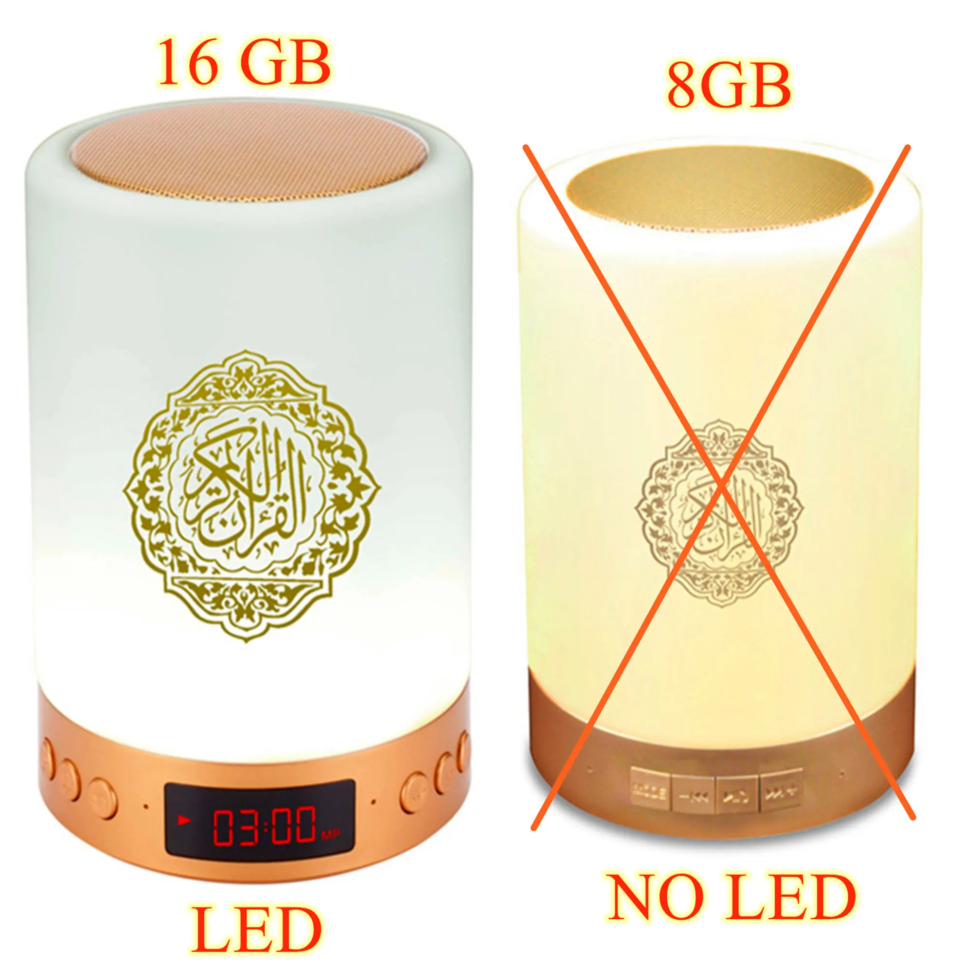 Hot Sale Quran Speaker Lamp Azan Clock Night Light Adhan Islam Koran Lamp Speaker Wireless Bluetooth Mp3 Player Radio Muslim Gif