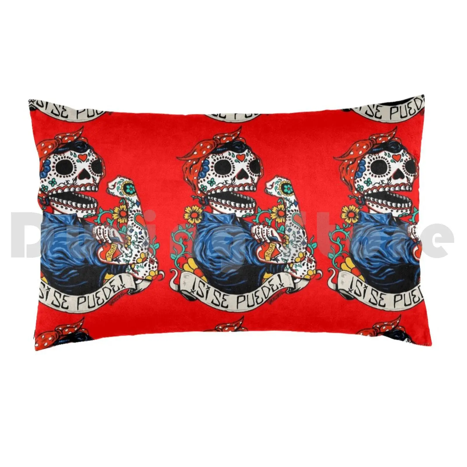 Rosie Skull Pillow Case Printed 50x75 Rosie The Riveter Skull Skulls Rosie Feminism Feminist Calavera Skull