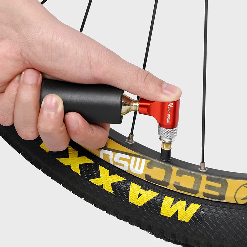 WEST BIKING-Minibomba de mano portátil, inflador de aleación de aluminio, con adaptador de mano para con válvula Presta de seguridad