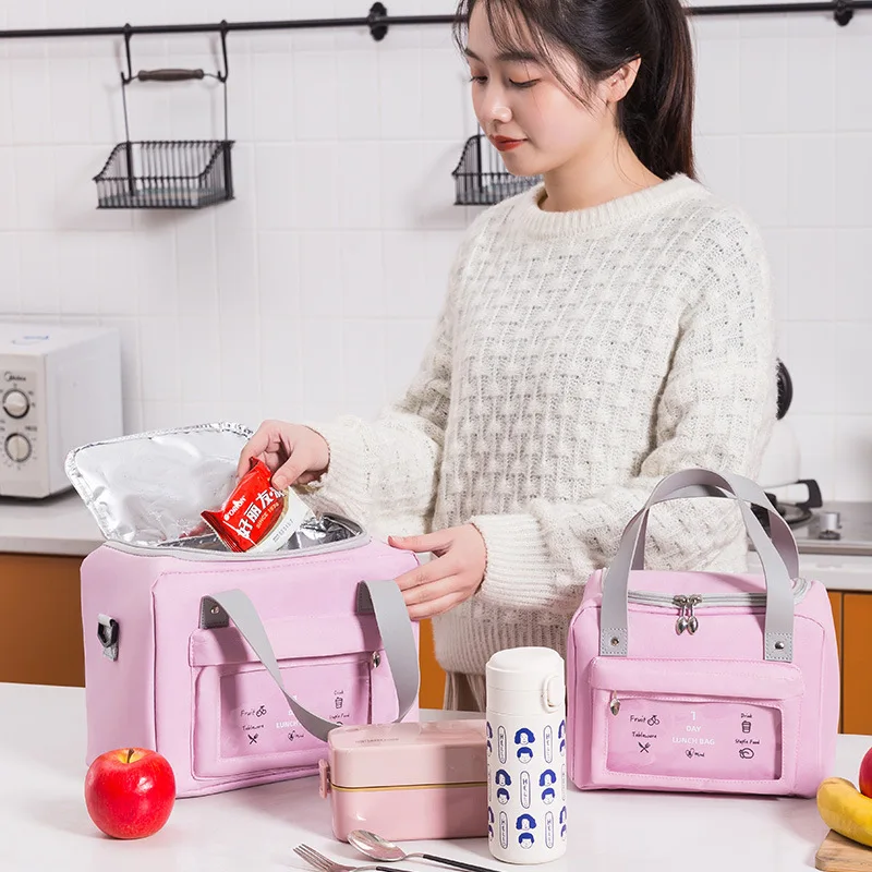 

7-Colours Insulated Heat Lunch Bags Women Kids Tote Thermal Cooler Foods Outdoor Picnic Portable Box Waterproof Japanese-Style