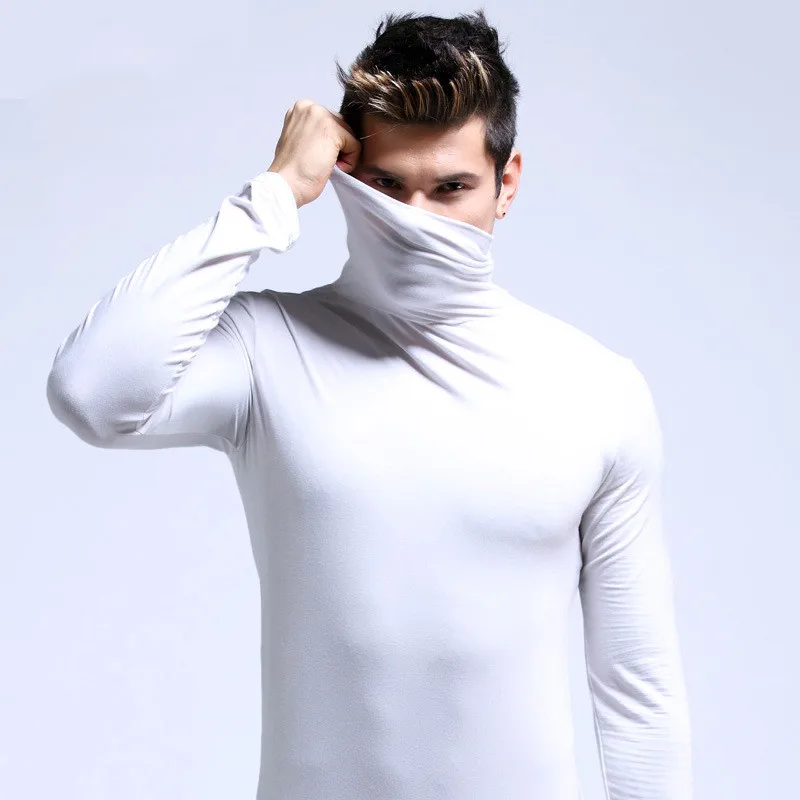 Winter High Collar Rashguard Men\'s Thermal Underwear Men First Layer Man Underwear Shirt Second Skin Men Compression Clothes