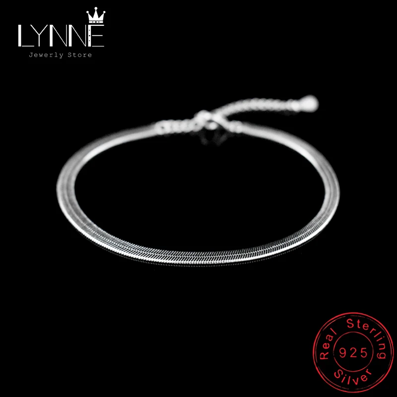 Bracelet de cheville en argent Sterling 925 pour femmes, chaîne serpent plate pour femmes, bijoux de pied, sandales pieds nus, nouvel arrivage