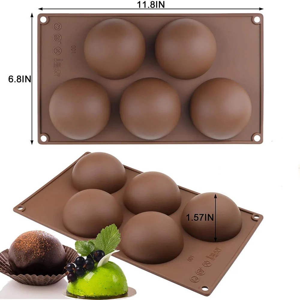 6 Holes Half Ball Sphere Mold Silicone Baking Mould 3d Ball Deserts Round Pudding Chocolate Cupcake Cake Diy Muffin Bakeware