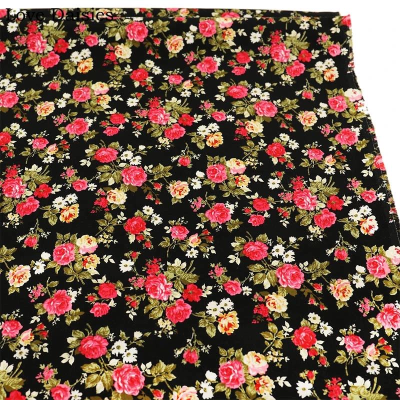 BLACK BROWN Yellow Orange Pink Red Rose Flower Floral 100% Cotton 21W Fine Corduroy soft Fabrics for DIY Dress Shirt Craft Decor