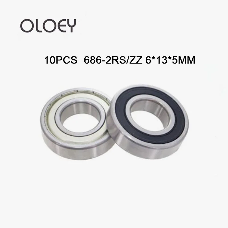 

Free Shipping 10pcs 686ZZ 686-2RS 686RS 6*13*5mm Chrome Steel Bearing 686 RS Bearings Rubber Sealed Miniature Mini Bearing