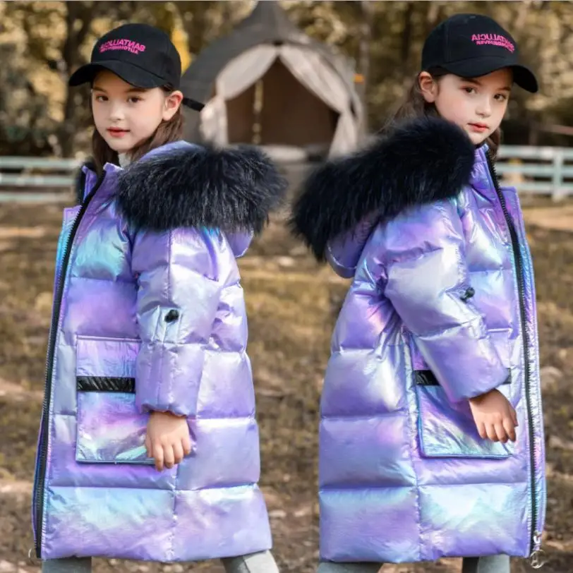 

Children thicken down jackets Russia winter new Glossy fashion down coats girls warm parkers -30 degree 6-14Y ws1799