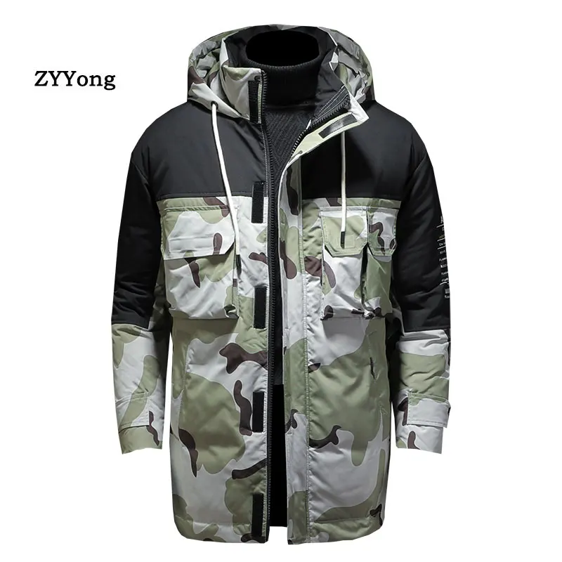 Winter Camouflage Jacket Men Warm Padded Cotton Thick Long Parka Male Hooded Windbreaker Overcoats Men's Coats Outerwear