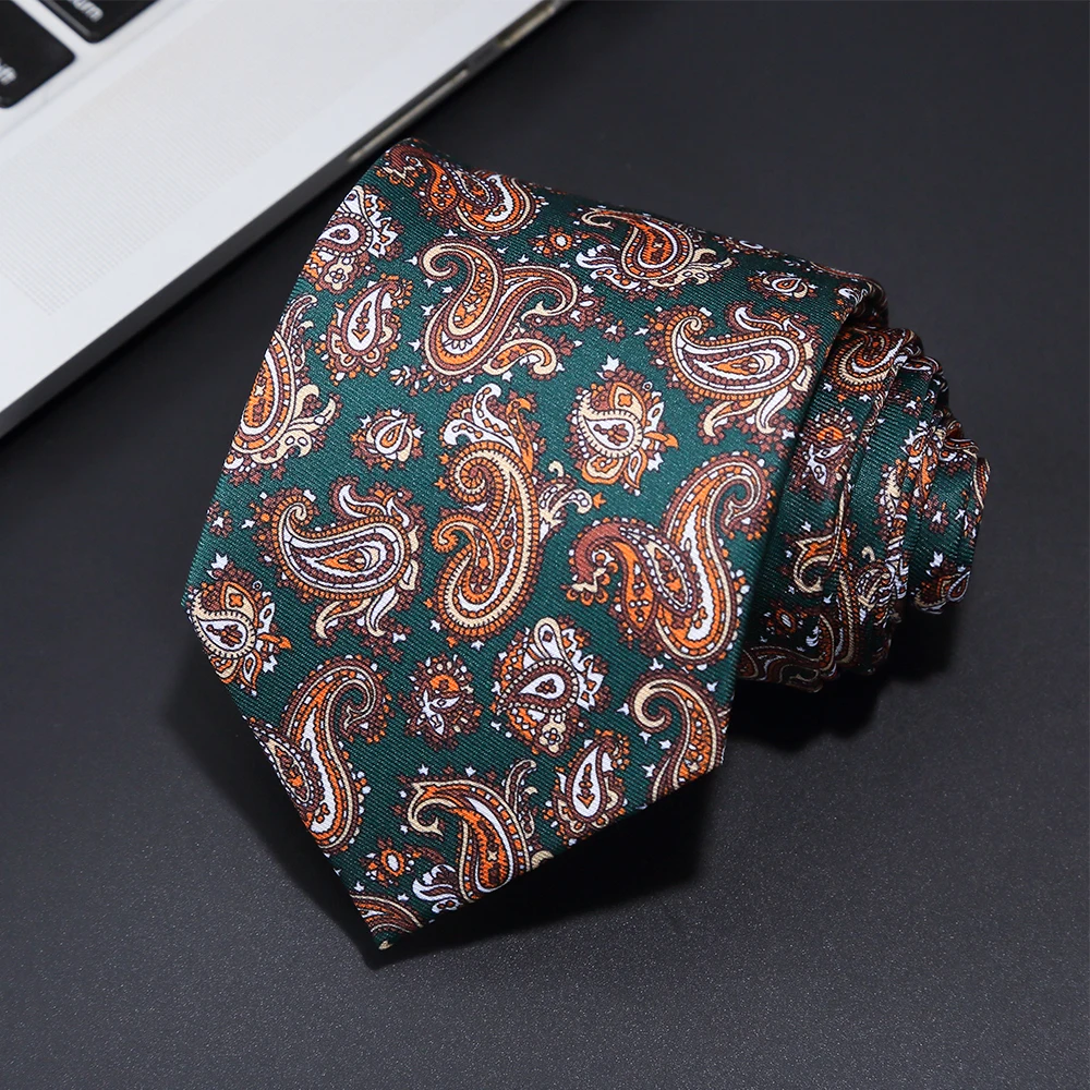 Neue modische Herrenkrawatte mit Print, handgefertigt, 8 cm Seidenkrawatte, Paisley-Blumenmuster, geometrische Krawatte für Geschäft, Party, Hochzeit, Geschenk. – Detail 26