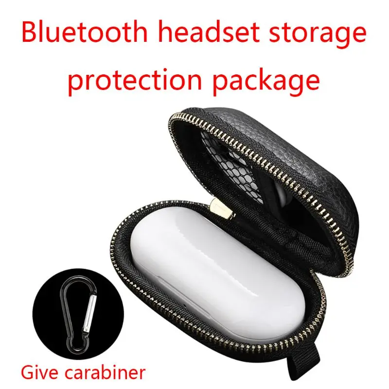 1Pc Mini Portable Leather Storage Bag Protective Zipper Carrying Case Box for Huawei Freebuds/Honor Flypods Earphones