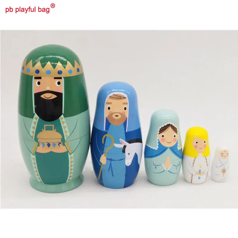 Five layers Russian Dolls Wooden DIY Kids Toy Set Exquisite Crafts Russian Nesting Doll Christmas Gift Home Decorations HG42