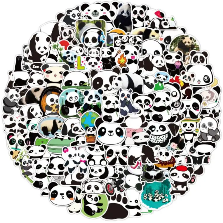 10/30/50/100pcs  New Cute Panda Graffiti China National Treasure Bamboo  Stickers Waterproof Skateboard Travel Suitcase Phone