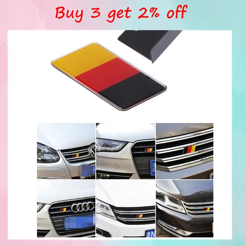 German Flag Grille Emblem Badge For Volkswagen Scirocco GOLF 7 Golf 6 Polo GTI VW Tiguan for Audi A4 A6 Car Accessories 1pc