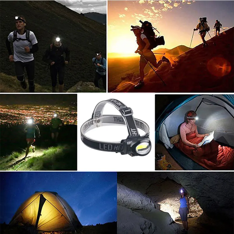 TMWT Indoor Lighting Reading Working 300LM Camping Flashlight Head Torch Lamp AAA Battery LED COB Headlamp