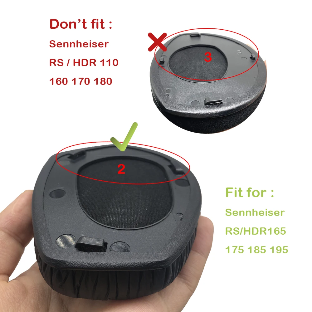 KQTFT-وسادات أذن مخملية بديلة لسماعات الرأس ، لـ Sennheiser ، RS165 ، RS175 ، RS185 ، HDR165 ، HDR175 ، HDR185 ، RS195