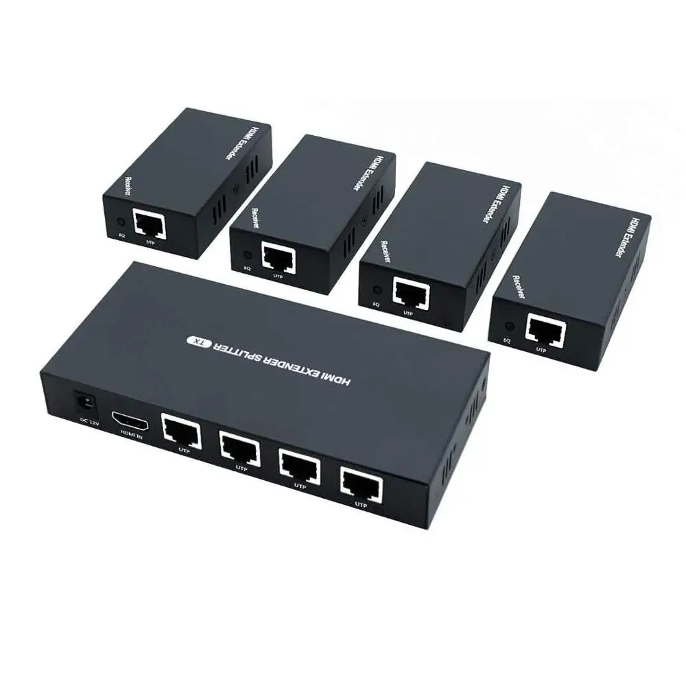 1080p 1x4 4 Port HDMI Extender Splitter HDMI Signal Distribution Amplifier Over CAT5e/CAT6/CAT7 Ethernet Cable