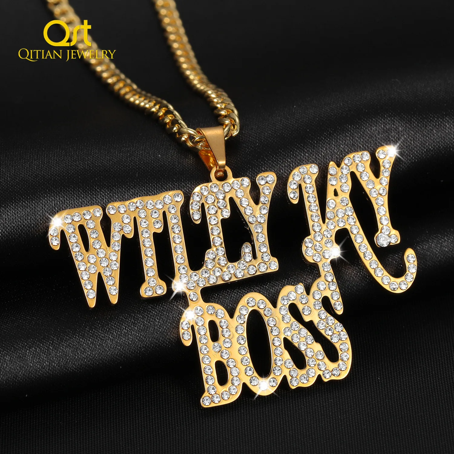 

Personalized Zirconia Double Name Necklace Custom Iced Out Nameplate Necklace Cuba Chain Men HipHop Pendants Jewelry Women Gift