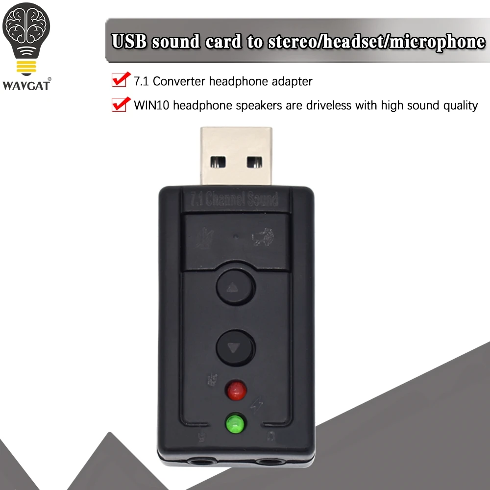 External USB AUDIO SOUND CARD ADAPTER VIRTUAL 7.1 ch USB 2.0 Mic Speaker Audio Headset Microphone 3.5mm Jack Converter WAVGAT