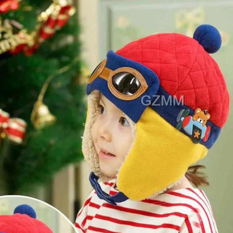 Doitbest Child Winter Hats Fur Children Pilot Hat boys flight Caps kids Warmer earflap beanie Age For 1-5 years old