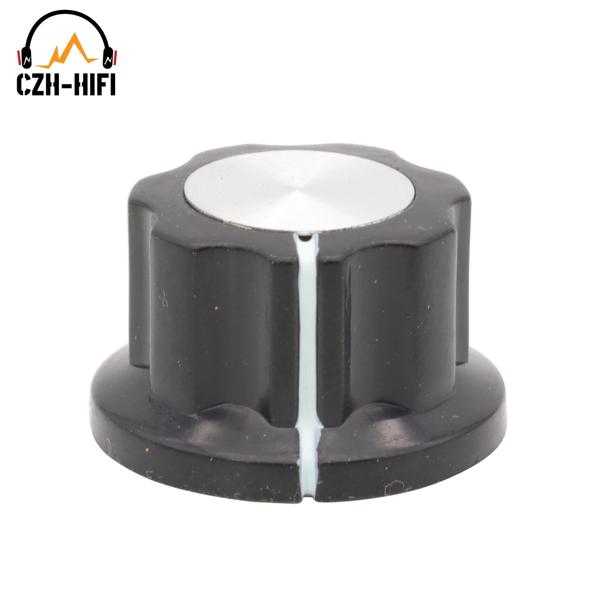 10 Stück Vintage Audio-Verstärker-Drehknöpfe aus ABS-Kunststoff, 1/4 Zoll (6,4 mm) Messing-Rillenknopf für Gitarrenverstärker, Lautsprecher, Effektpedale und Stompboxen – Detail 14