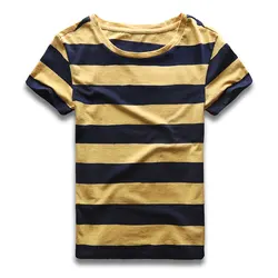 Striped T-Shirt Men Stripes Top Tees Male Fashion Short Sleeve Shirts Blue Red White Black Graphic T Shirts Cosplay Party