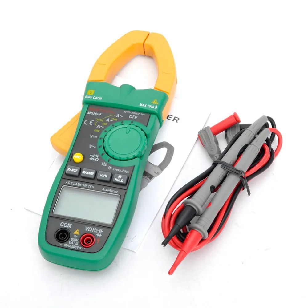 MASTECH MS2026 Digital AC Current Clamp Meter Auto Range Ammeter Voltmeter Ohmmeter w/ Capacitance & Frequency Test