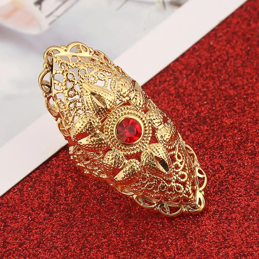 Ethiopian Gold Color Ring for Women Trendy African Arabian Charm Party Wedding Jewelry Gift