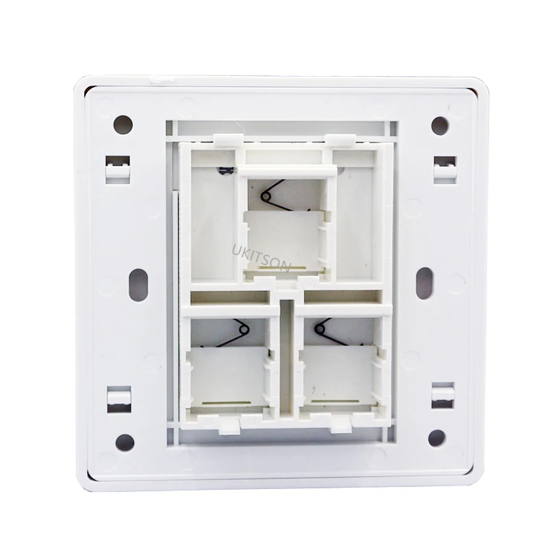 White Color 3 Ports Faceplate Compatible For EU Round Junction Box Three Keystone Insert Sockets Wall Outlet