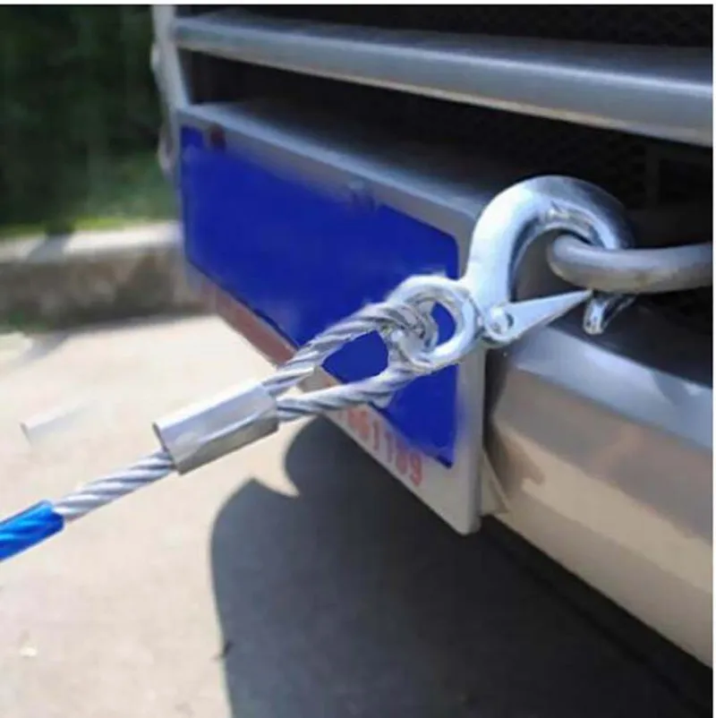 

Auto Car Vehicle Boat Steel Wire Tow Rope Emergency Steel Cable Towing Strap Hauling Pulling Line with Hook 5 Ton 4m