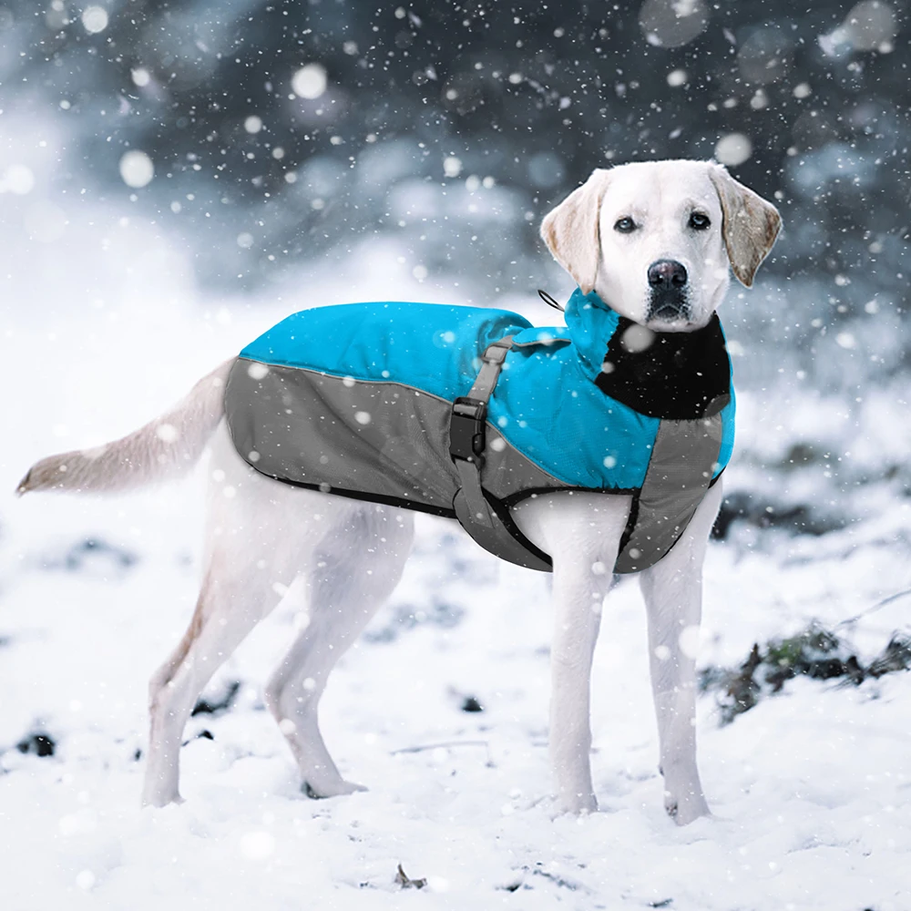 Waterproof Dog Vest Clothes Warm Padded Pet Winter Clothing Jacket Coat Large Dogs Labrador Outfit With Reflective Rope XL-6XL